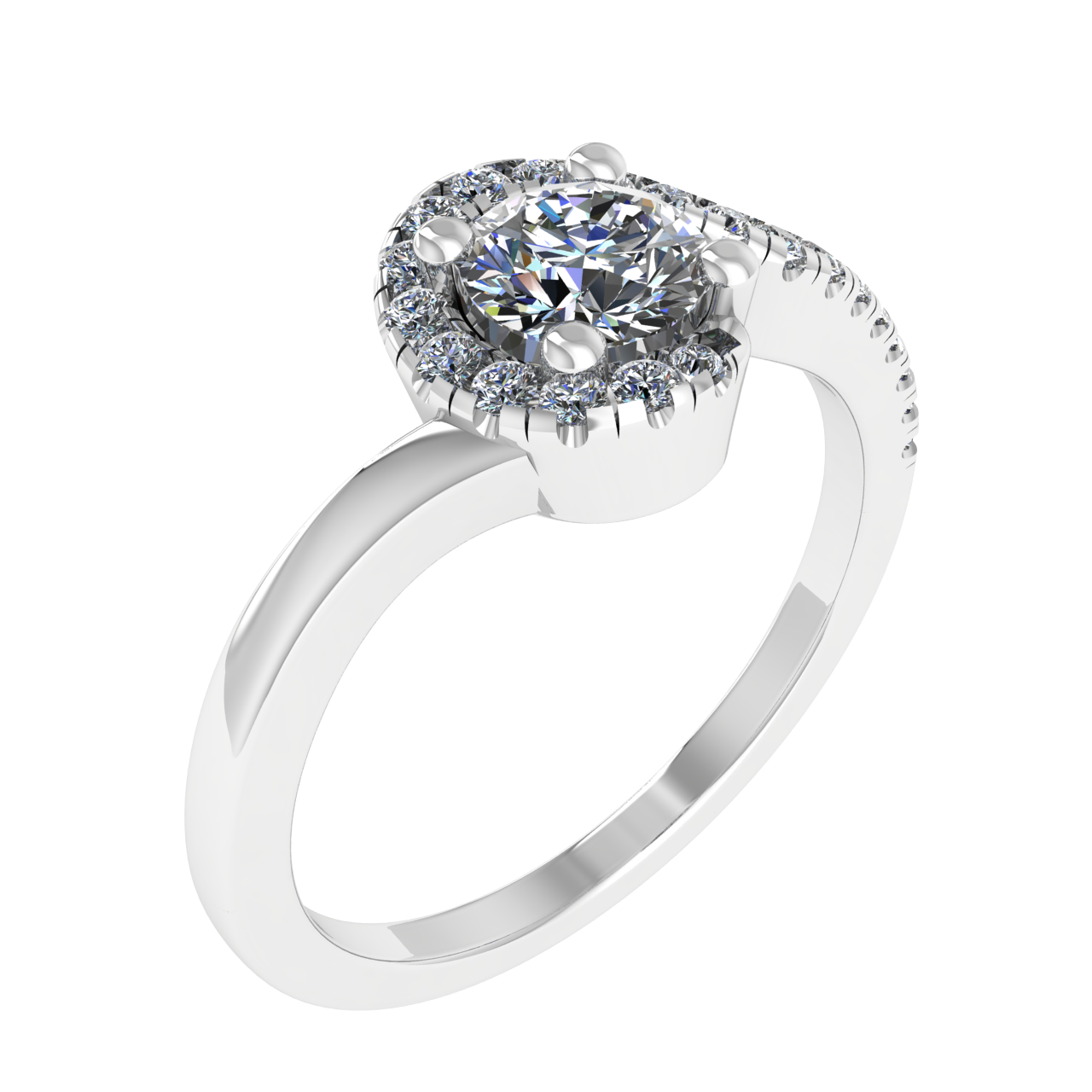 ACCENTED PAVE 5.00mm ROUND ENGAGEMENT RING